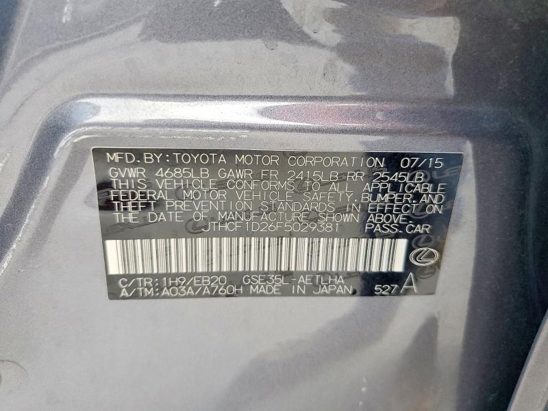Aukcja sprzedaży 2015 Lexus Is, vin: JTHCF1D26F5029381, numer aukcji: 49437926