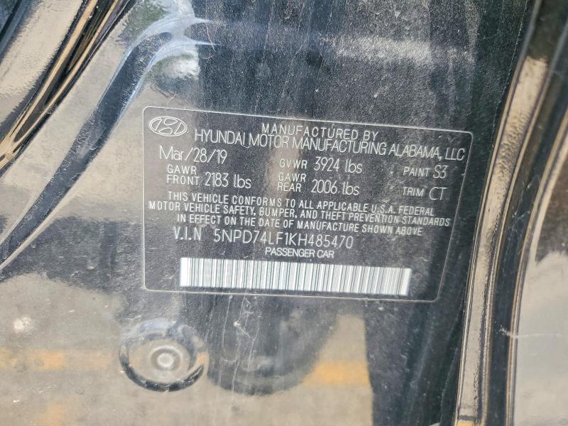 Продажа на аукционе авто 2019 Hyundai Elantra, vin: 5NPD74LF1KH485470, номер лота: 52064846