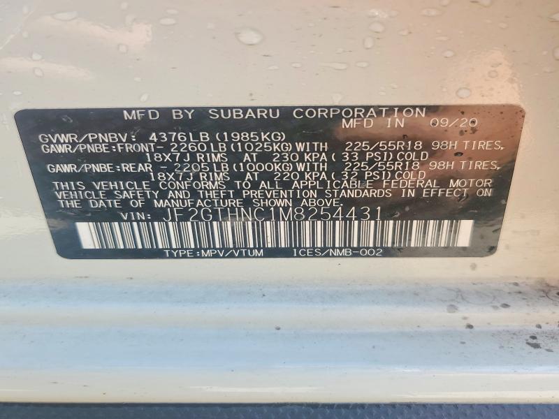 Продаж на аукціоні авто 2021 Subaru Crosstrek, vin: JF2GTHNC1M8254431, номер лоту: 51012256