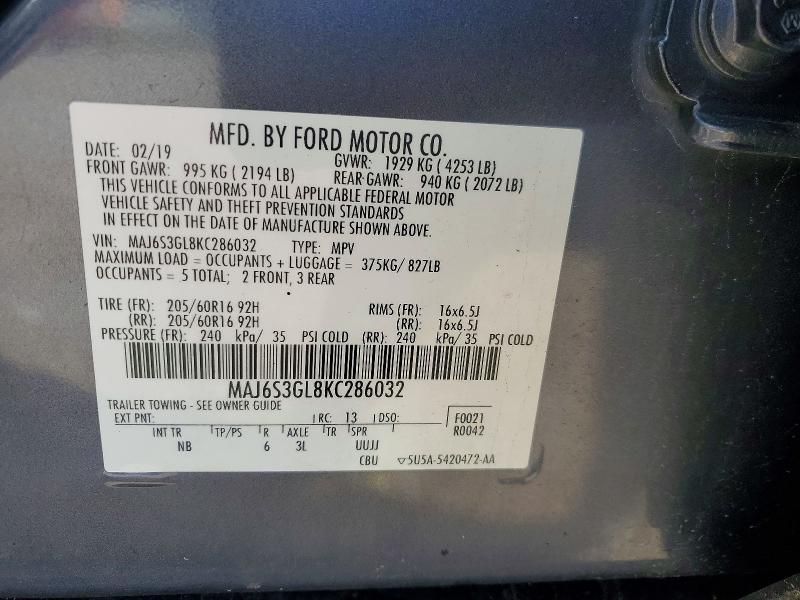 Продаж на аукціоні авто 2019 Ford Ecosport, vin: MAJ6S3GL8KC286032, номер лоту: 49852986