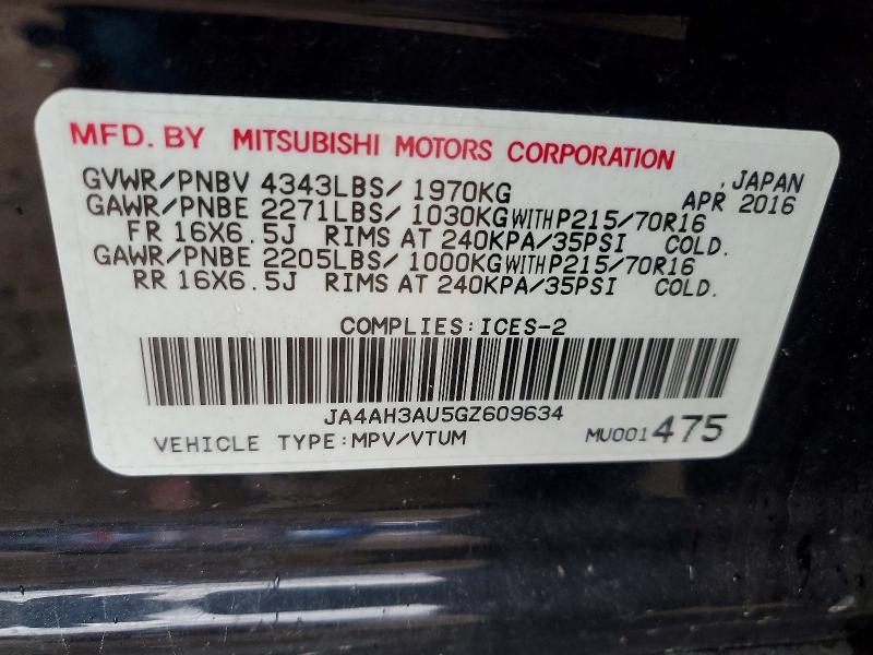 Продаж на аукціоні авто 2016 Mitsubishi Rvr, vin: JA4AH3AU5GZ609634, номер лоту: 47005736