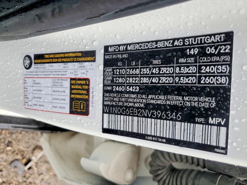 2022 Mercedes-benz Glc მანქანა იყიდება აუქციონზე, vin: W1N0G6EB2NV396346, აუქციონის ნომერი: 48088226