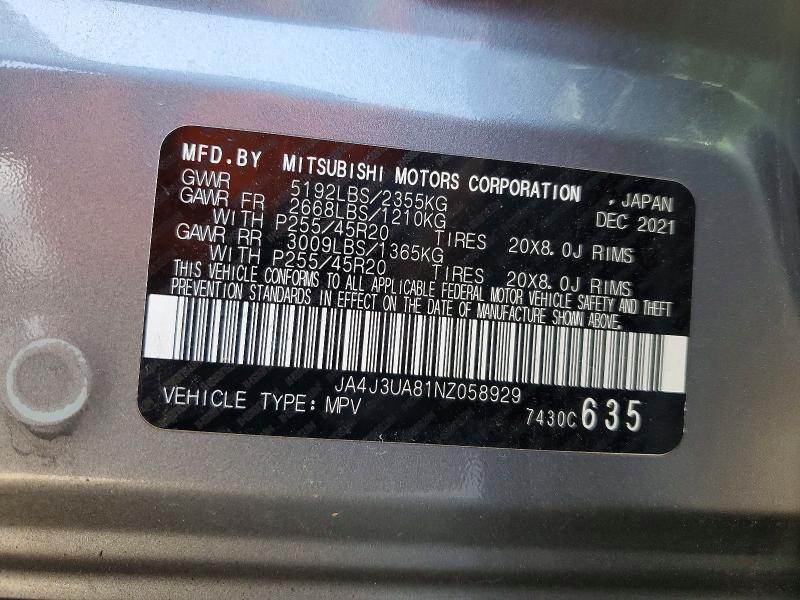 Aukcja sprzedaży 2022 Mitsubishi Outlander, vin: JA4J3UA81NZ058929, numer aukcji: 48868216