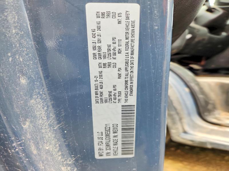 Auction sale of the 2021 Ram Promaster 3500, vin: 3C6MRVJGXME582211, lot number: 50319916