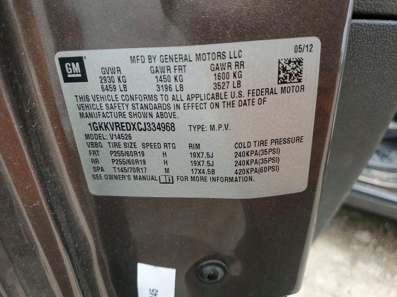 Aukcja sprzedaży 2012 Gmc Acadia, vin: 1GKKVREDXCJ334968, numer aukcji: 51492106