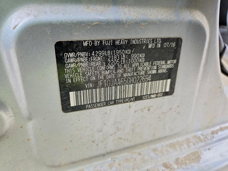 Продажа на аукционе авто 2016 Subaru Impreza, vin: JF1GJAA65GH022694, номер лота: 47955556