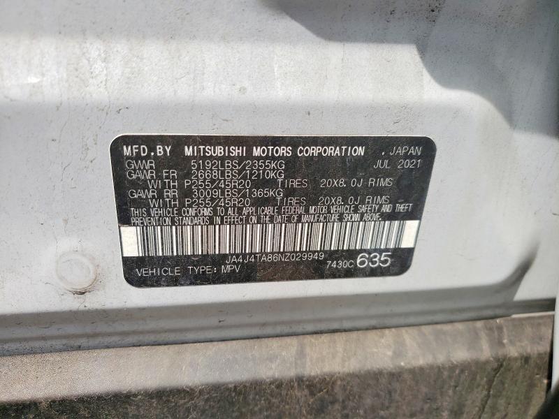 Продаж на аукціоні авто 2022 Mitsubishi Outlander, vin: JA4J4TA86NZ029949, номер лоту: 51694526