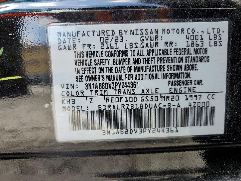 51482836 :رقم المزاد ، 3N1AB8DV3PY244361 vin ، 2023 Nissan Sentra مزاد بيع
