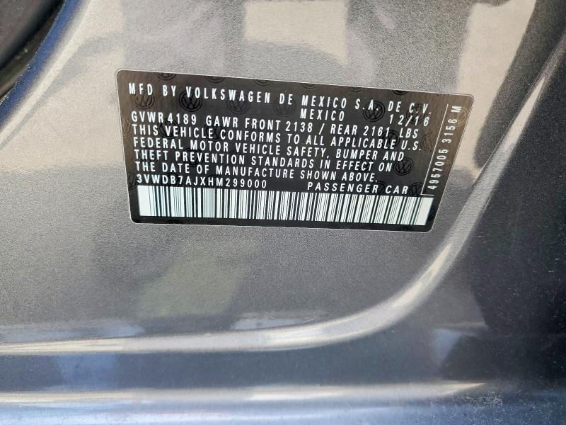 51205686 :رقم المزاد ، 3VWDB7AJXHM299000 vin ، 2017 Volkswagen Jetta مزاد بيع