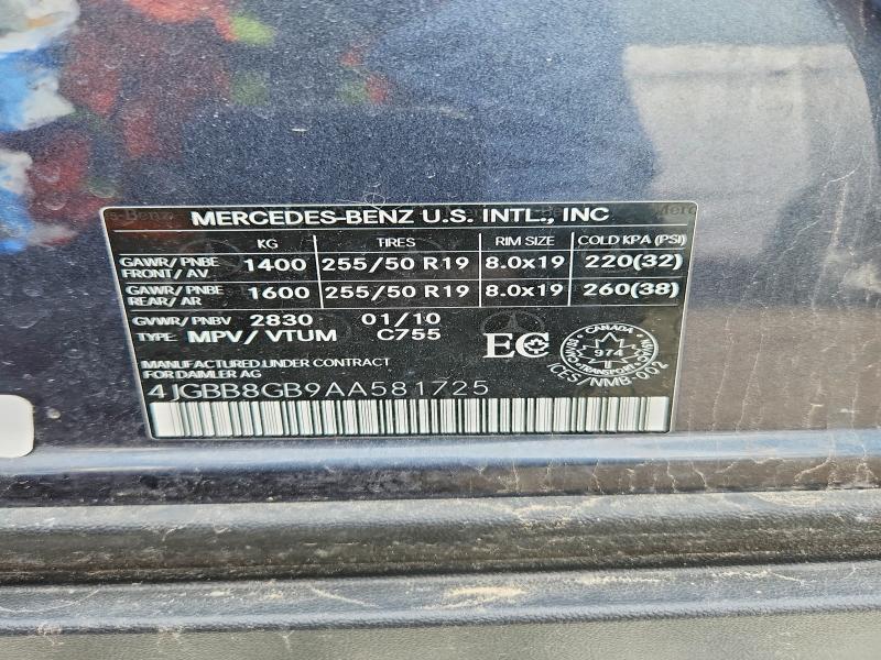 48297656 :رقم المزاد ، 4JGBB8GB9AA581725 vin ، 2010 Mercedes-benz Ml مزاد بيع