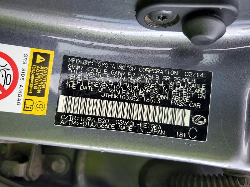 Продаж на аукціоні авто 2014 Lexus Es, vin: JTHBK1GGXE2118613, номер лоту: 50166896