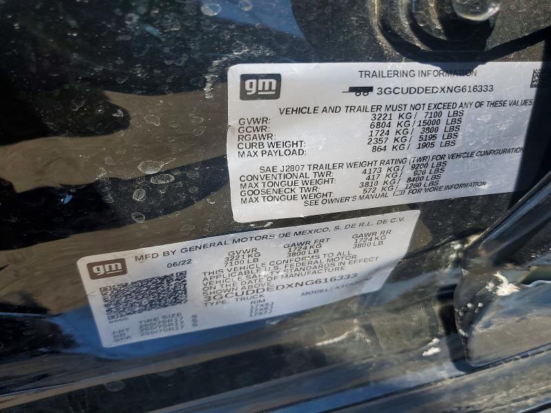 Продажа на аукционе авто 2022 Chevrolet Silverado, vin: 3GCUDDEDXNG616333, номер лота: 50505146