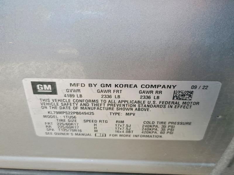 2023 Chevrolet Trailblazer მანქანა იყიდება აუქციონზე, vin: KL79MPS22PB049425, აუქციონის ნომერი: 46781876