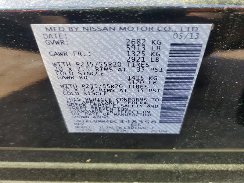 Продажа на аукционе авто 2013 Infiniti Jx35, vin: 5N1AL0MM4DC348358, номер лота: 48869536