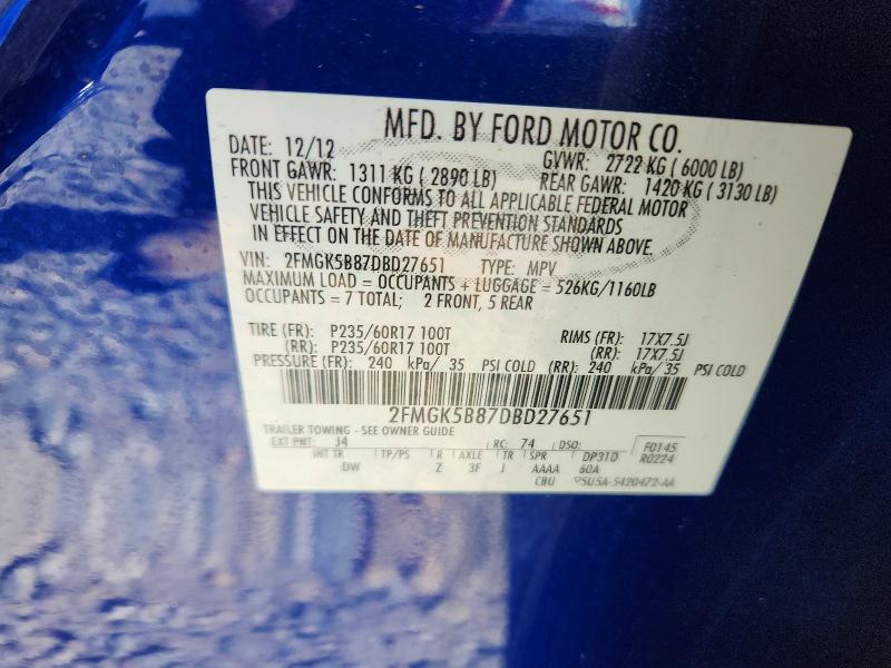 Aukcja sprzedaży 2013 Ford Flex, vin: 2FMGK5B87DBD27651, numer aukcji: 50528986