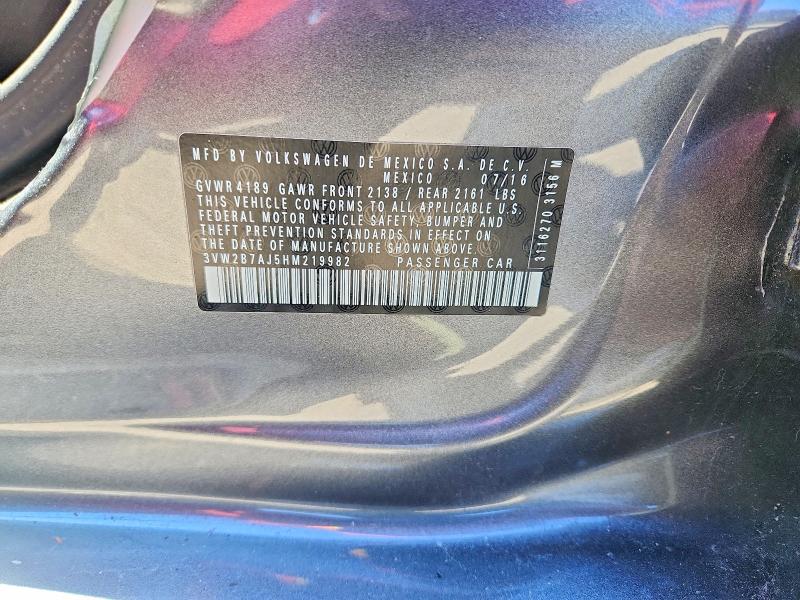 Aukcja sprzedaży 2017 Volkswagen Jetta, vin: 3VW2B7AJ5HM219982, numer aukcji: 49073706