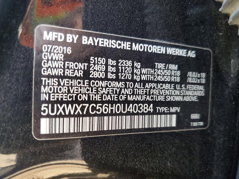 Продаж на аукціоні авто 2017 Bmw X3, vin: 5UXWX7C56H0U40384, номер лоту: 48925516