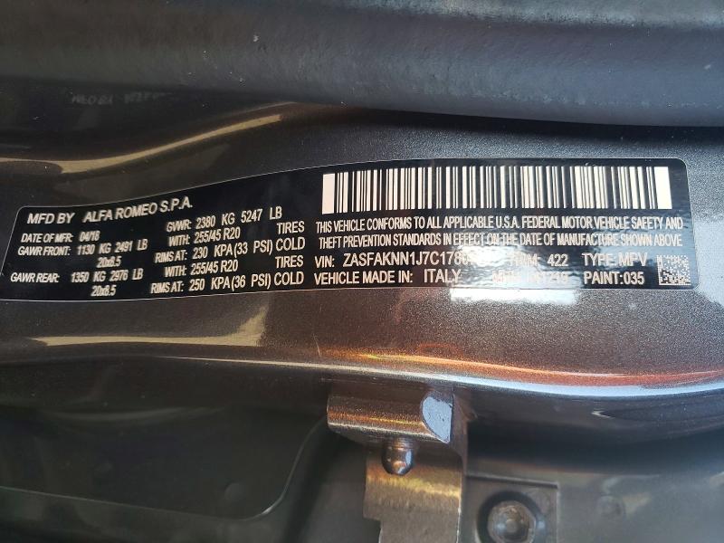 Aukcja sprzedaży 2018 Alfa Romeo Stelvio, vin: ZASFAKNN1J7C17807, numer aukcji: 49653746