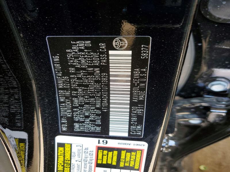 50527186 :رقم المزاد ، 4T1DAACK0TU713829 vin ، 2026 Toyota Camry مزاد بيع