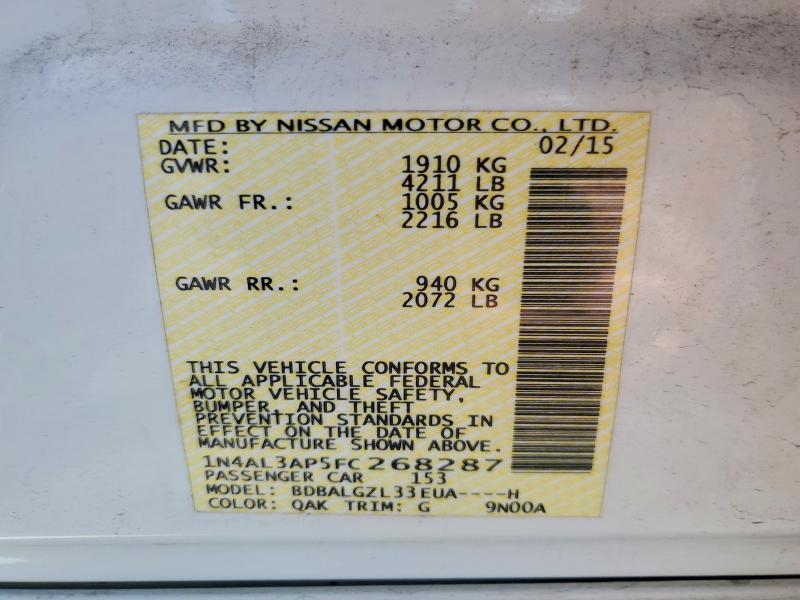 50565366 :رقم المزاد ، 1N4AL3AP5FC268287 vin ، 2015 Nissan Altima مزاد بيع