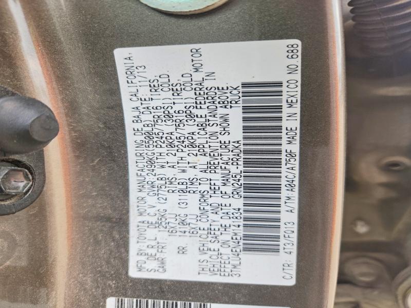 51981566 :رقم المزاد ، 3TMLU4EN4EM141834 vin ، 2014 Toyota Tacoma مزاد بيع