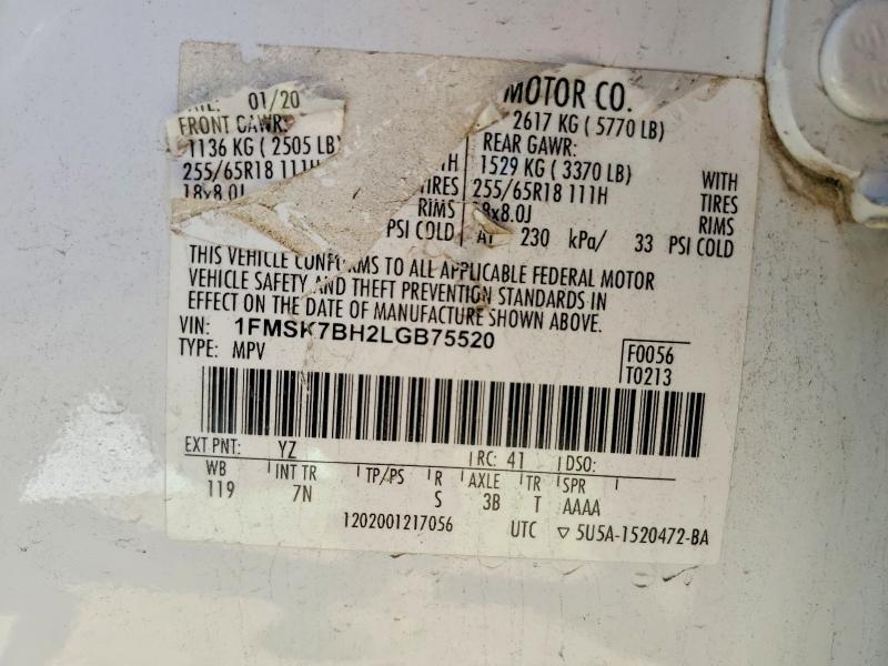 Продажа на аукционе авто 2020 Ford Explorer, vin: 1FMSK7BH2LGB75520, номер лота: 51634206