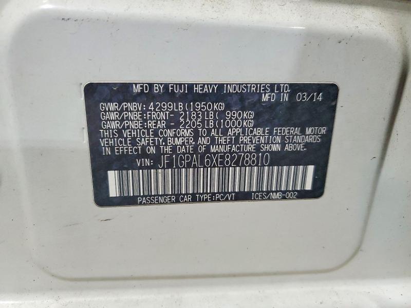 50726716 :رقم المزاد ، JF1GPAL6XE8278810 vin ، 2014 Subaru Impreza مزاد بيع