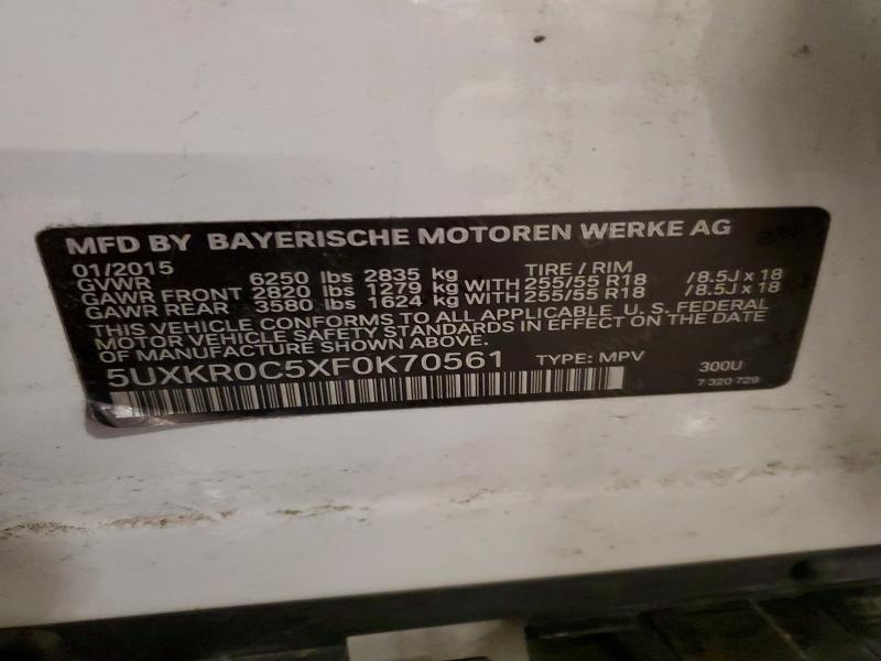 49066236 :رقم المزاد ، 5UXKR0C5XF0K70561 vin ، 2015 Bmw X5 مزاد بيع
