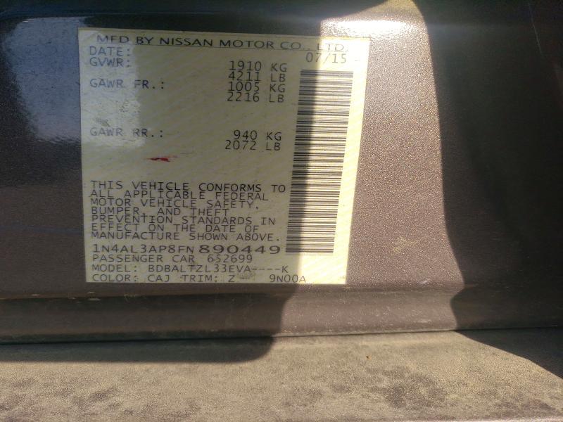 Продаж на аукціоні авто 2015 Nissan Altima, vin: 1N4AL3AP8FN890449, номер лоту: 49920566