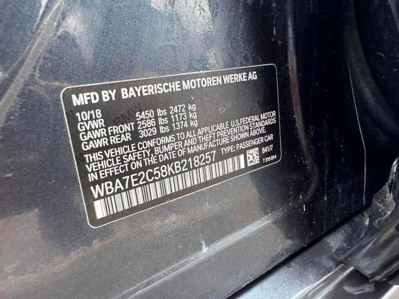Продажа на аукционе авто 2019 Bmw 740, vin: WBA7E2C58KB218257, номер лота: 50852926