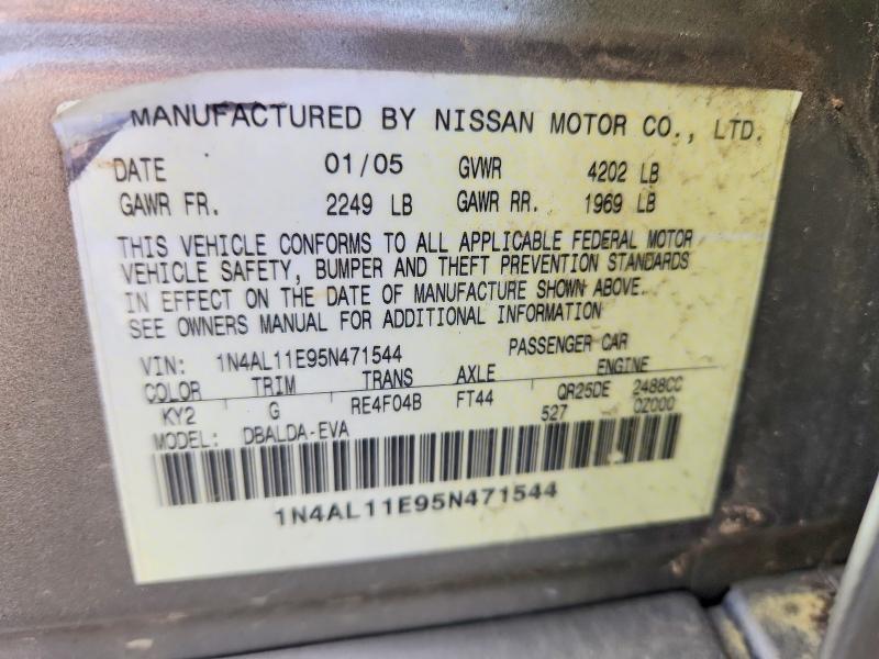 Auction sale of the 2005 Nissan Altima, vin: 1N4AL11E95N471544, lot number: 52037066