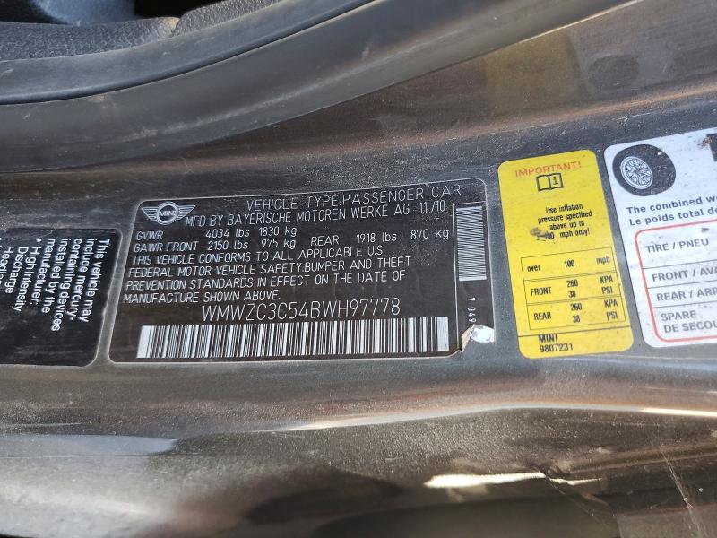 Aukcja sprzedaży 2011 Mini Cooper, vin: WMWZC3C54BWH97778, numer aukcji: 48529666