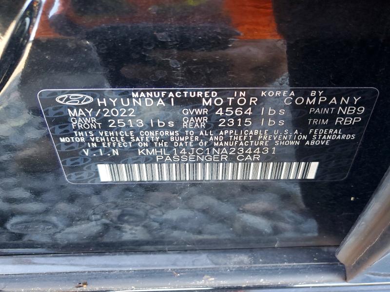 51082906 :رقم المزاد ، KMHL14JC1NA234431 vin ، 2022 Hyundai Sonata مزاد بيع