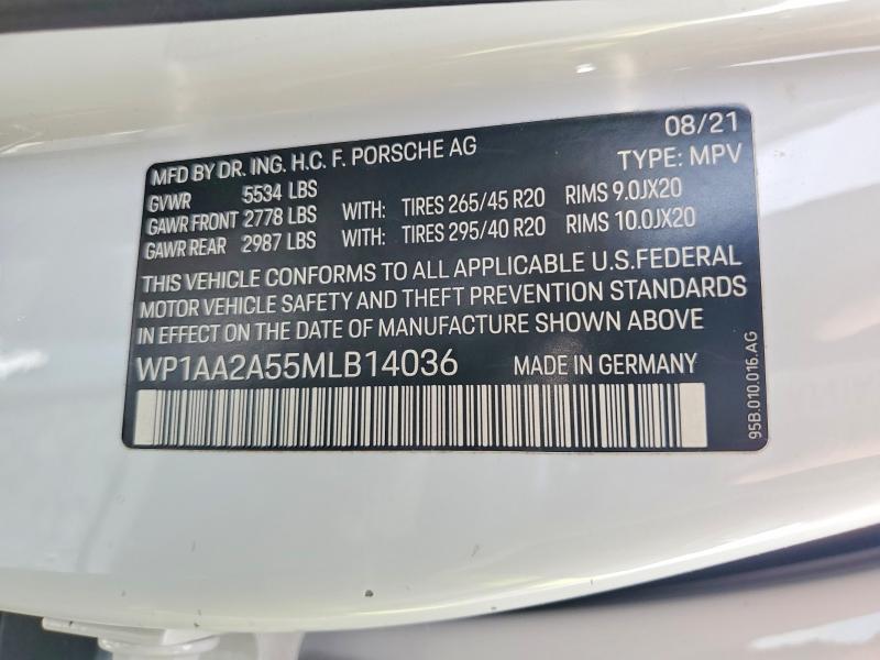 51370916 :رقم المزاد ، WP1AA2A55MLB14036 vin ، 2021 Porsche Macan مزاد بيع