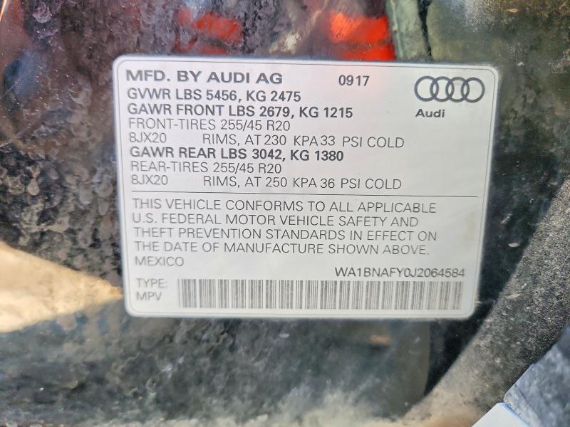 Продажа на аукционе авто 2018 Audi Q5, vin: WA1BNAFY0J2064584, номер лота: 50441786