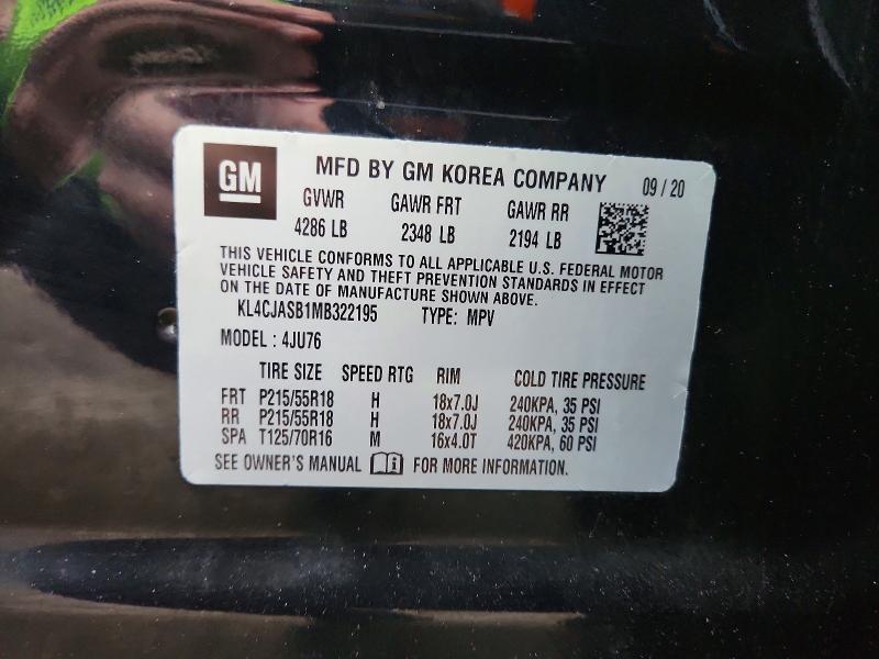 50911246 :رقم المزاد ، KL4CJASB1MB322195 vin ، 2021 Buick Encore مزاد بيع