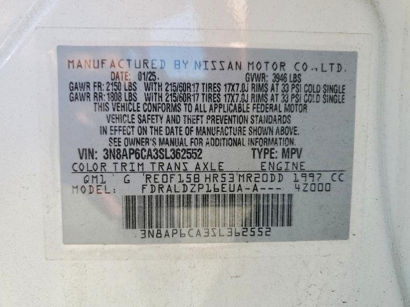 Aukcja sprzedaży 2025 Nissan Kicks, vin: 3N8AP6CA3SL362552, numer aukcji: 50475026