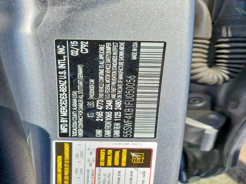Продажа на аукционе авто 2015 Mercedes-benz C, vin: 55SWF4KB1FU050056, номер лота: 49433186