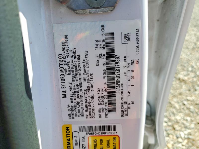 Aukcja sprzedaży 2019 Ford Fusion, vin: 3FA6P0HD2KR179387, numer aukcji: 51267436