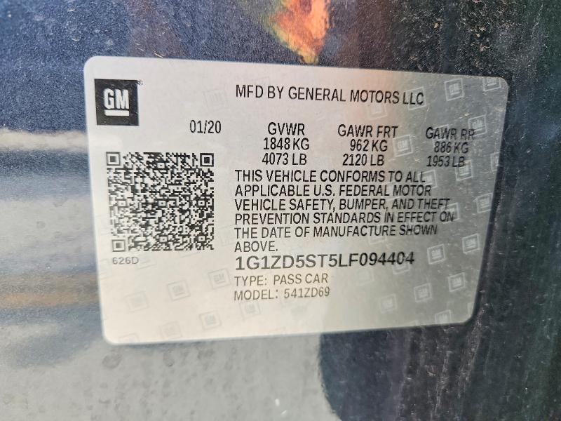 Продаж на аукціоні авто 2020 Chevrolet Malibu, vin: 1G1ZD5ST5LF094404, номер лоту: 48112236