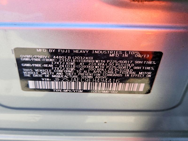 Aukcja sprzedaży 2014 Subaru Forester, vin: JF2SJAEC9EH494416, numer aukcji: 50765706