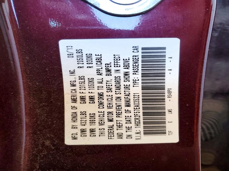 Продажа на аукционе авто 2014 Honda Accord, vin: 1HGCR2F57EA035221, номер лота: 50837036