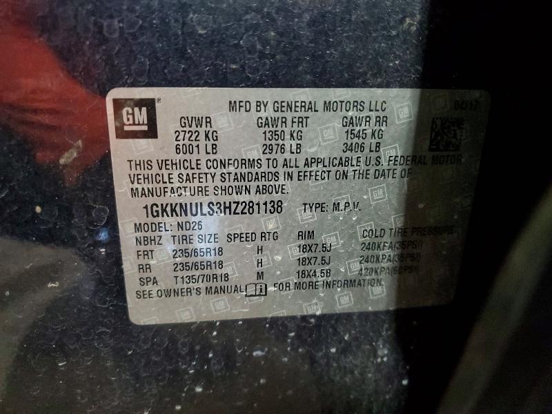 Продаж на аукціоні авто 2017 Gmc Acadia, vin: 1GKKNULS3HZ281138, номер лоту: 51514106