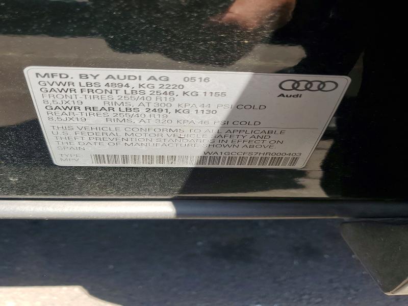 Продажа на аукционе авто 2017 Audi Q3, vin: WA1GCCFS7HR000403, номер лота: 51575316