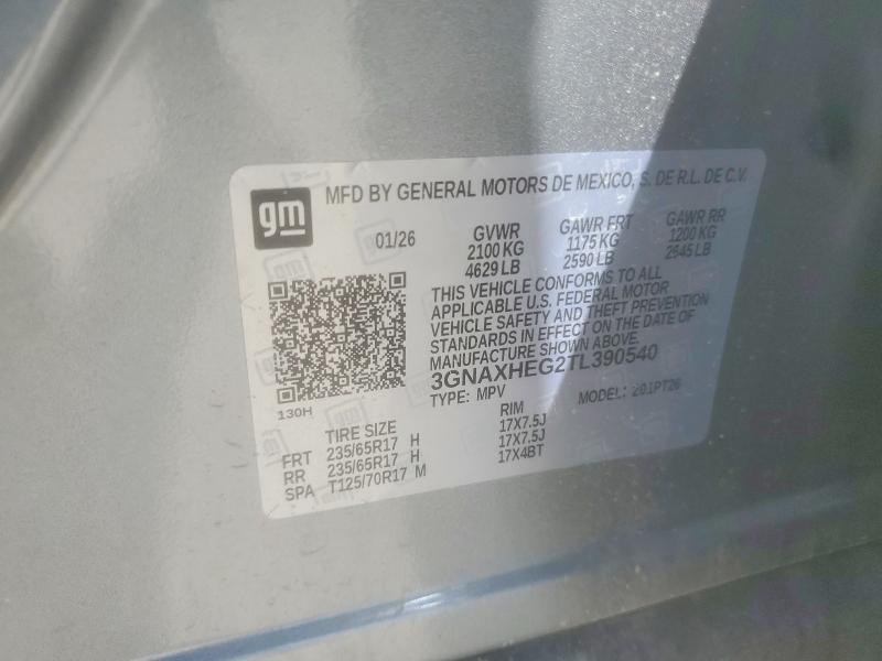 Aukcja sprzedaży 2026 Chevrolet Equinox, vin: 3GNAXHEG2TL390540, numer aukcji: 48844356