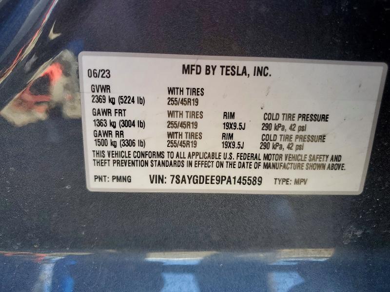 2023 Tesla Model Y მანქანა იყიდება აუქციონზე, vin: 7SAYGDEE9PA145589, აუქციონის ნომერი: 48658326
