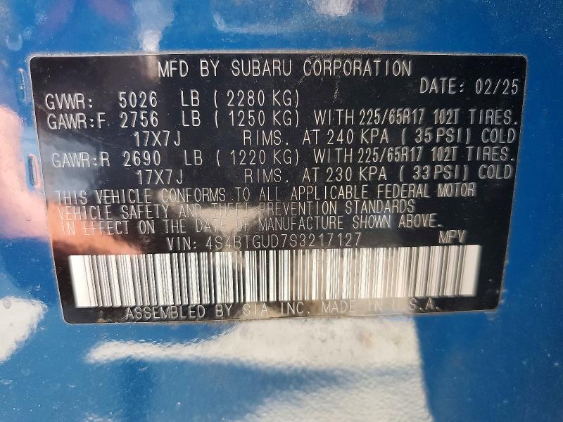Продаж на аукціоні авто 2025 Subaru Outback, vin: 4S4BTGUD7S3217127, номер лоту: 47685516
