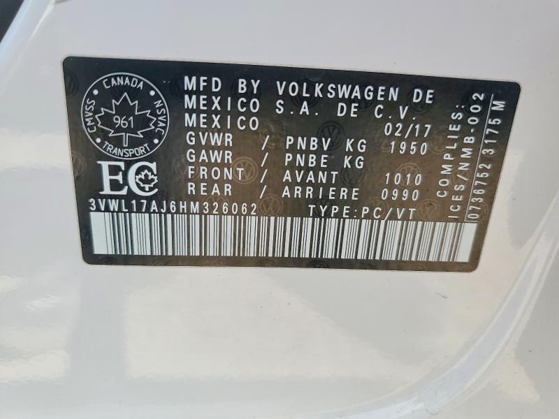 Продаж на аукціоні авто 2017 Volkswagen Jetta, vin: 3VWL17AJ6HM326062, номер лоту: 50712426