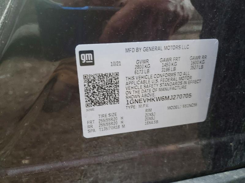 49475776 :رقم المزاد ، 1GNEVHKW6MJ270705 vin ، 2021 Chevrolet Traverse مزاد بيع
