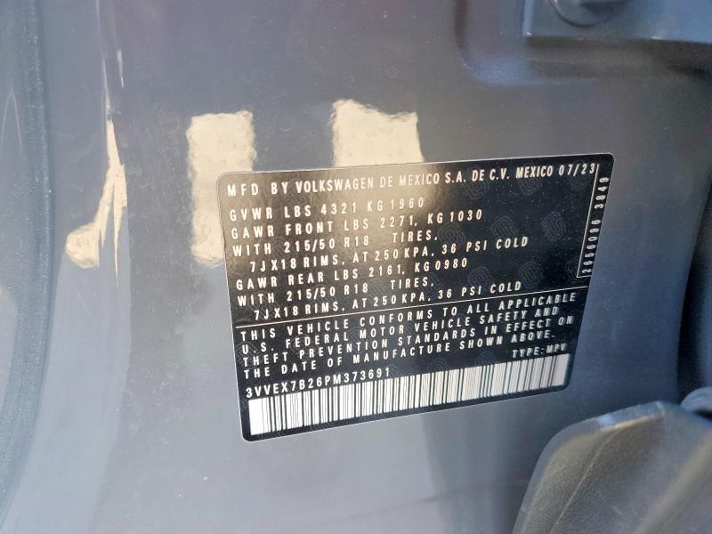 49362476 :رقم المزاد ، 3VVEX7B26PM373691 vin ، 2023 Volkswagen Taos مزاد بيع